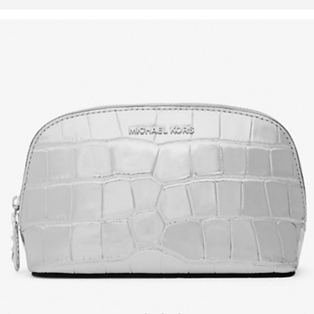 Michael Kors Empire Sm Metallic Crocodile Embossed Leather Travel Pouch
Silver